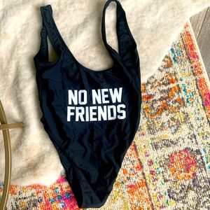 Ravesuits M/L NO NEW FRIENDS one piece bathing suit
